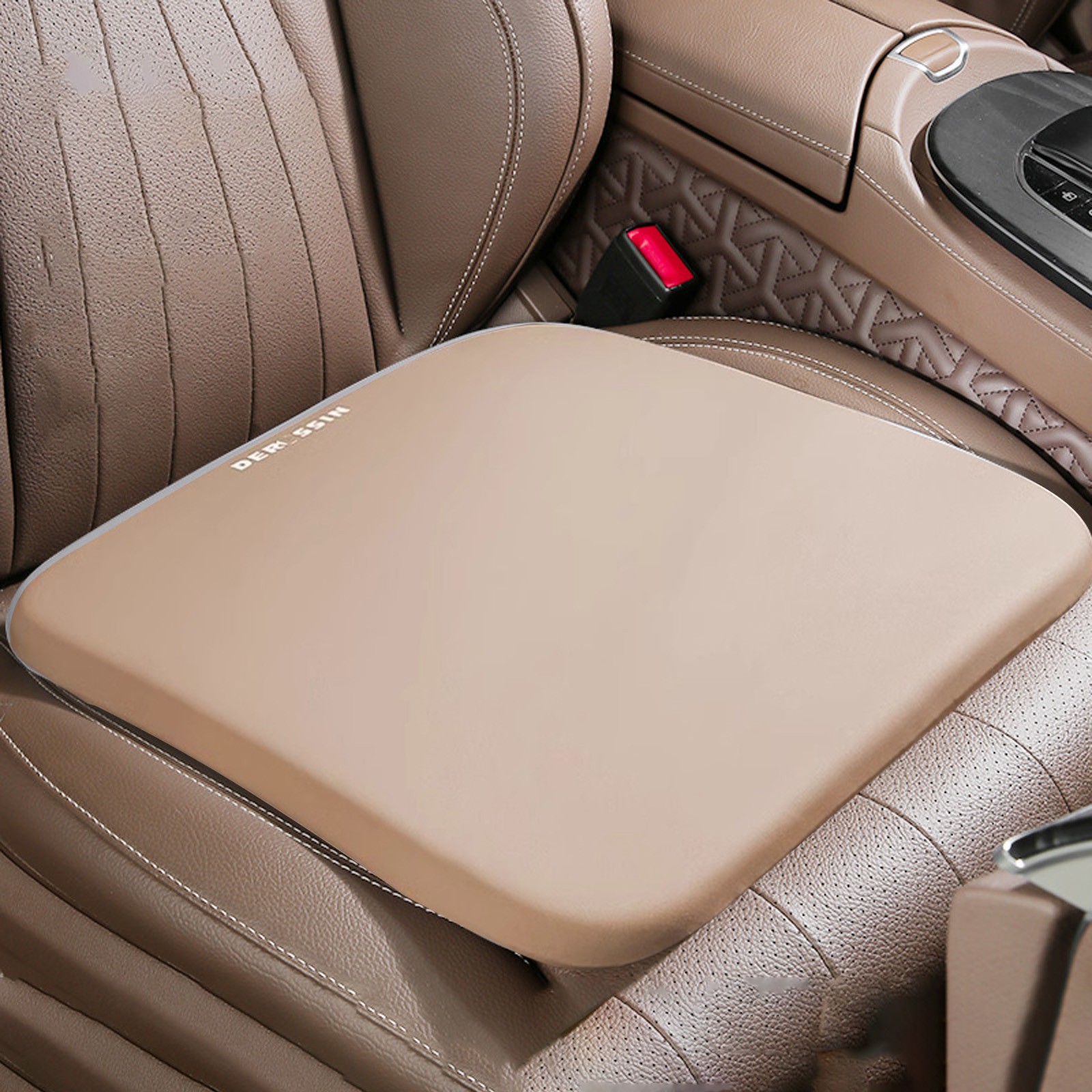 Holloyiver Premium Car Seat Cushion, Memory Foam Driver Seat Cushion to Improve Driving View, Coccyx \u0026 Lower Back Pain Relief Seat Cushion for Car, Truck, Office Chair (Beige)